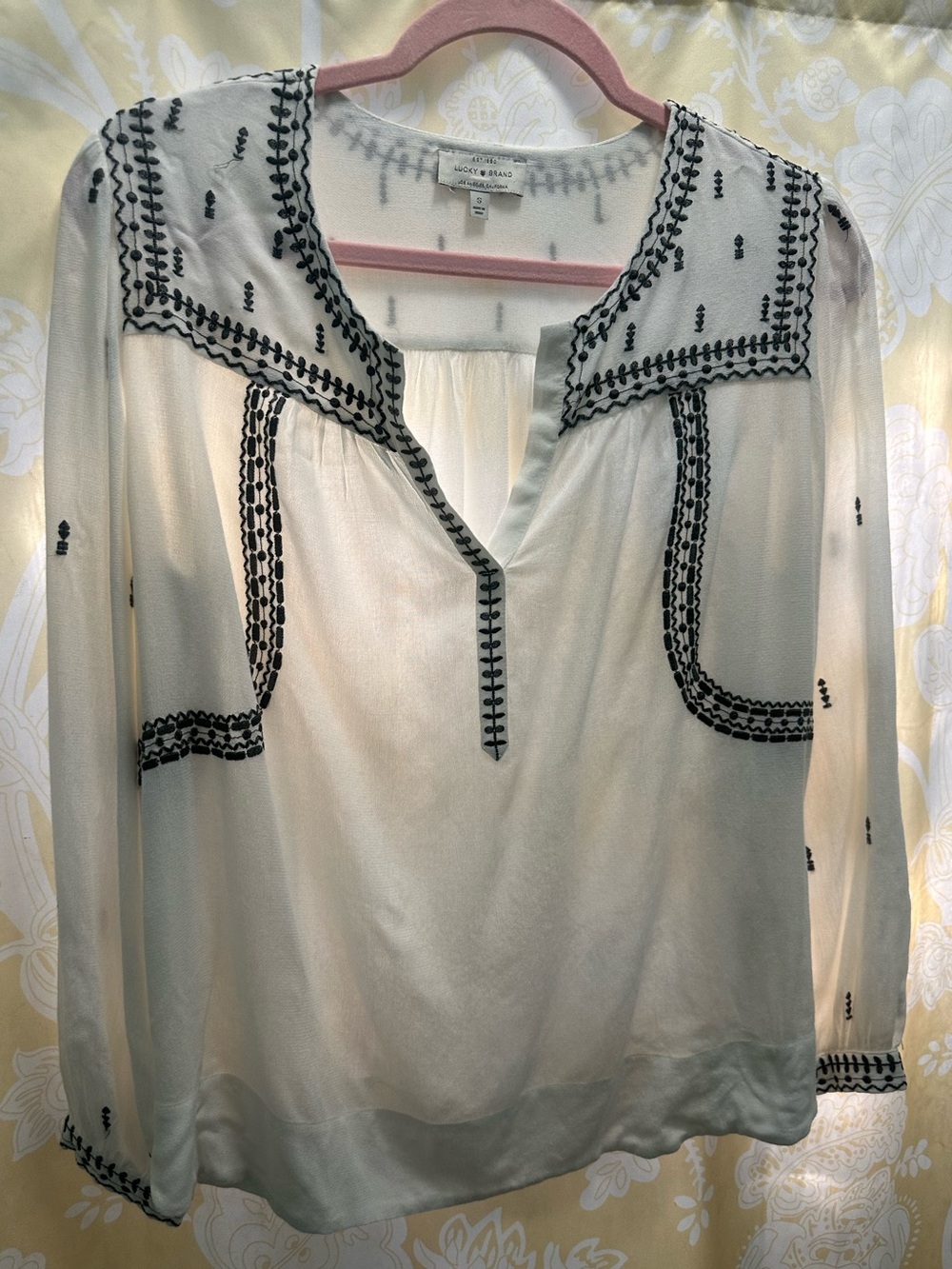 Lucky brand embroidered peasant top